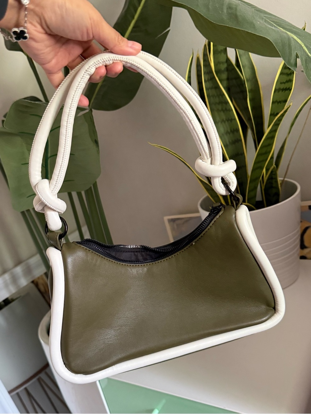 Olive Green and White Knot Strap Crossbody Bag topshop